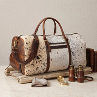 Handcrafted Cowhide & Full-Grain Leather Duffel Bag | Unique Western Weekender