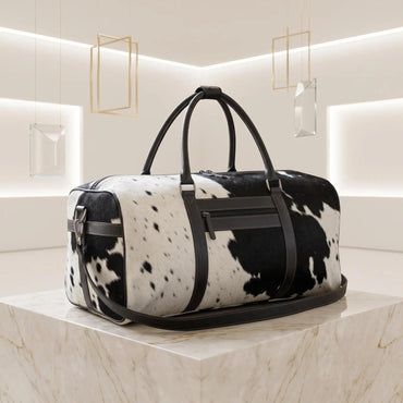 Handcrafted Hair-On Cowhide Leather Duffel Bag – Unique Luxury Weekender