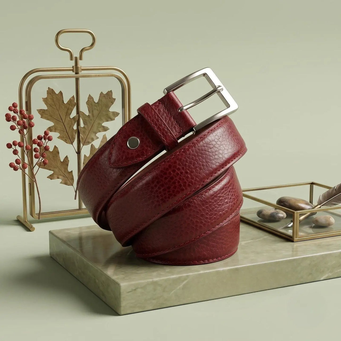 Men's Genuine Textured Leather Dress Belt | Handmade Classic Lifestyle Belt
