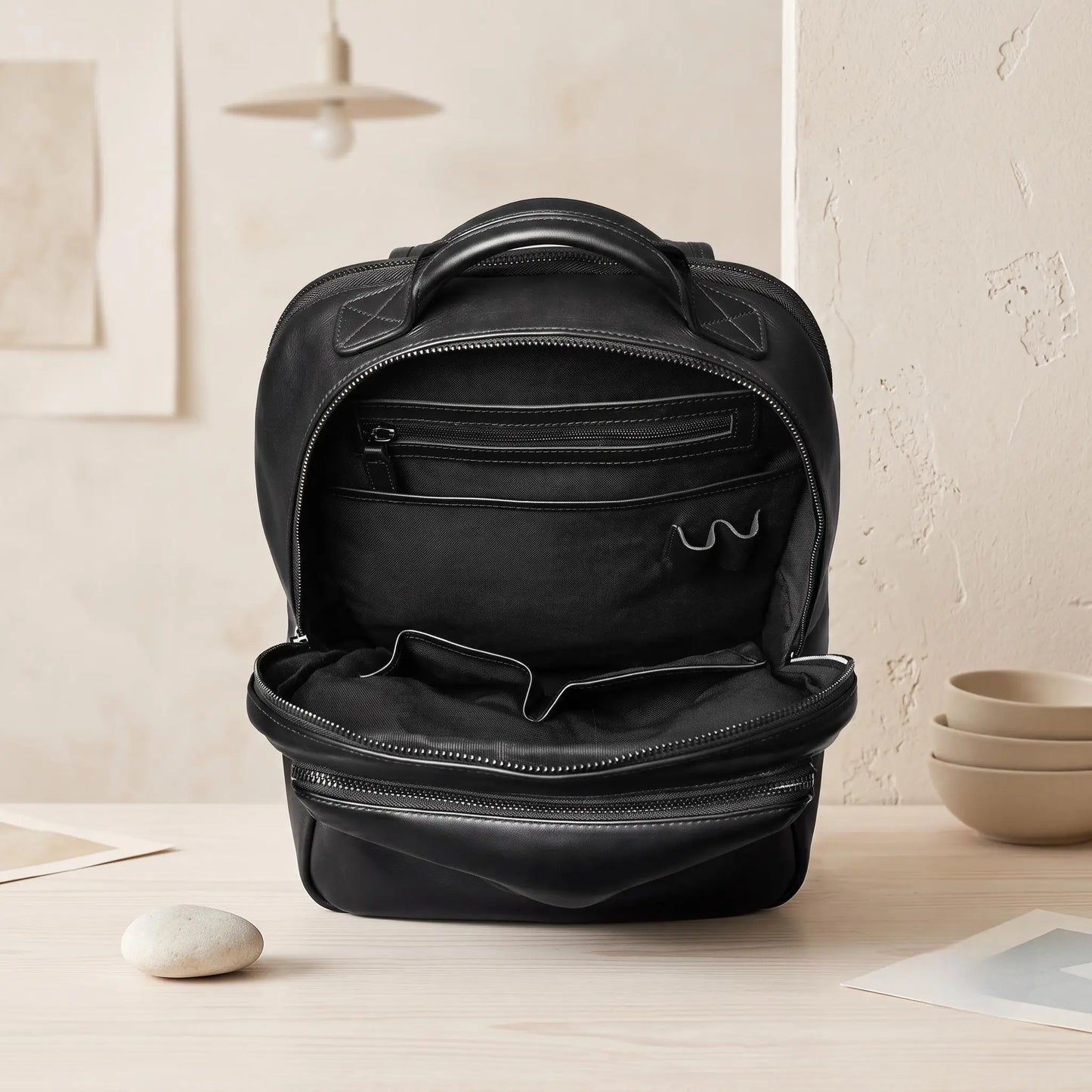 Full Grain Leather Backpack – Classic Black