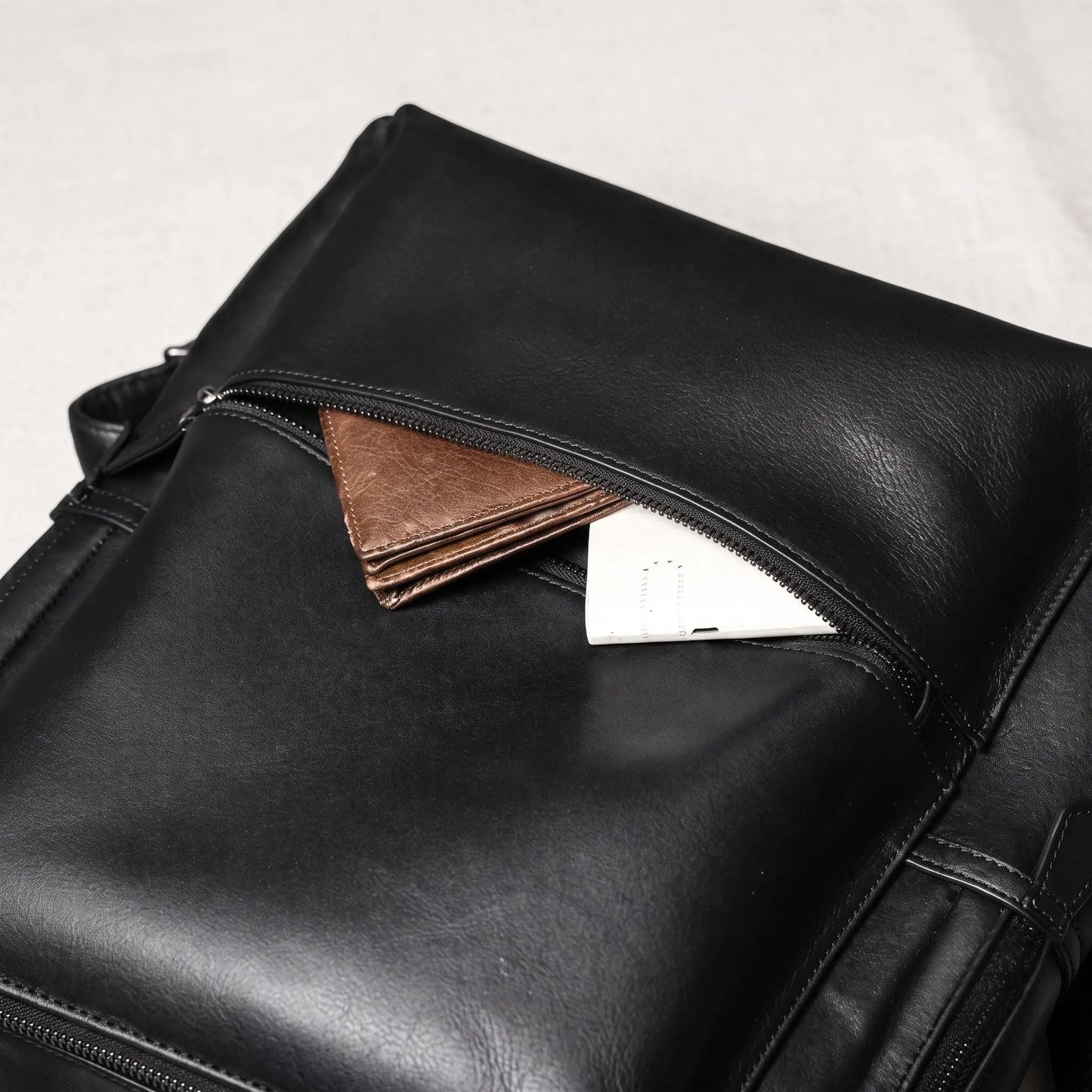 Full Grain Leather Backpack – Classic Black