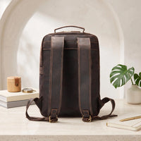 Vintage Full Grain Leather Laptop Backpack for Men | Handmade Travel & Work Rucksack