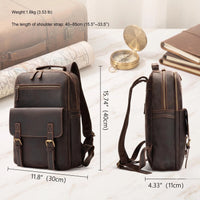 Vintage Full Grain Leather Laptop Backpack for Men | Handmade Travel & Work Rucksack