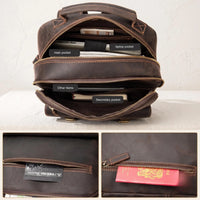 Vintage Full Grain Leather Laptop Backpack for Men | Handmade Travel & Work Rucksack