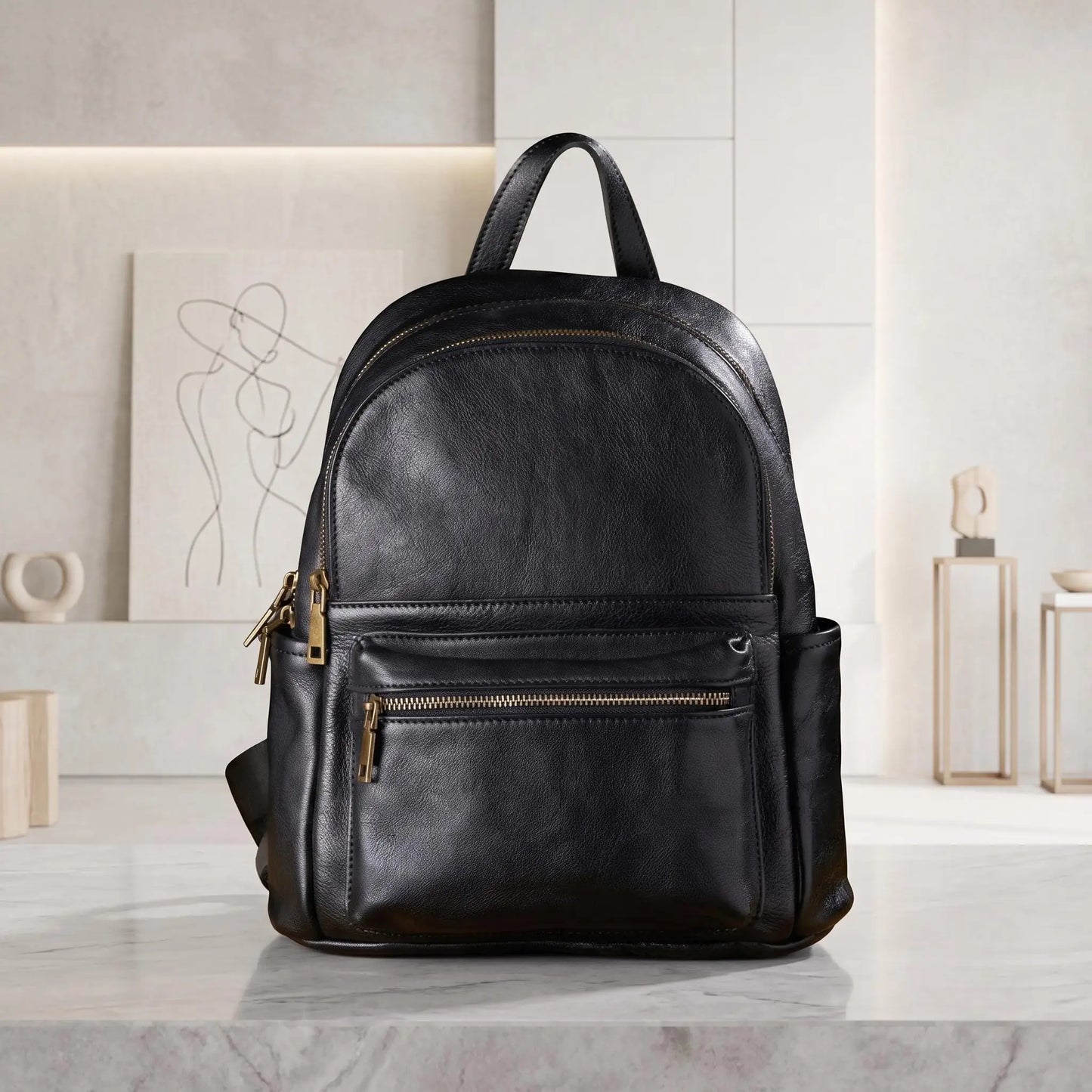 Handcrafted Women’s Full Grain Leather Backpack – Elegant & Durable Daily Travel Rucksack
