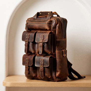 Vintage Full-Grain Leather Laptop Backpack