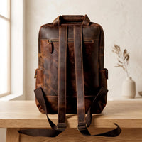 Vintage Full-Grain Leather Laptop Backpack