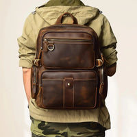 Vintage Leather Backpack – Handmade Crazy Horse Leather Travel & Work Bag