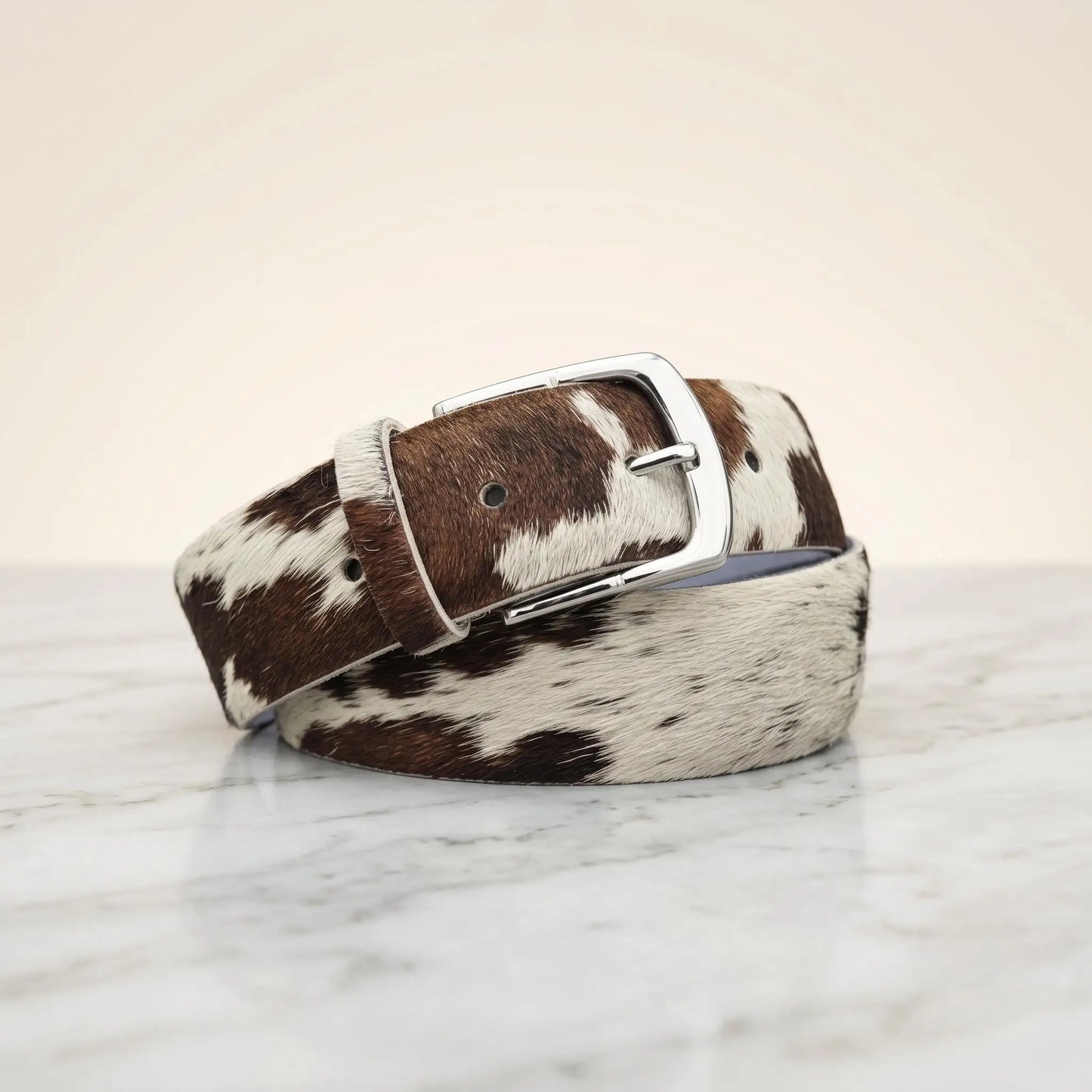 Handmade Genuine Hair-On Cowhide Leather Belt – Authentic Western Style