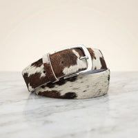 Handmade Genuine Hair-On Cowhide Leather Belt – Authentic Western Style