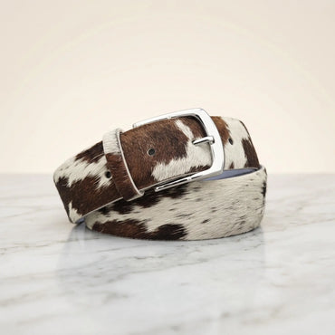 Handmade Genuine Hair-On Cowhide Leather Belt – Authentic Western Style