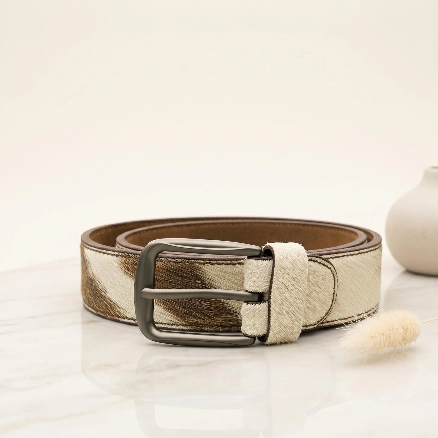 Crafted by Nature: Genuine Cowhide Hair-on Leather Belt
