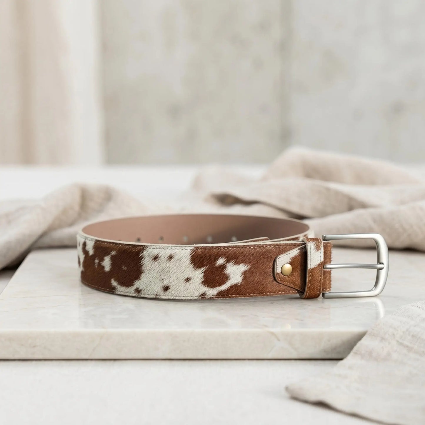 Handmade Hair-On Cowhide Leather Belt | Authentic Western Full-Grain Style