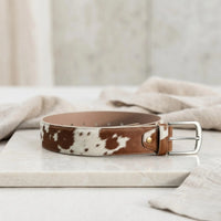 Handmade Hair-On Cowhide Leather Belt | Authentic Western Full-Grain Style