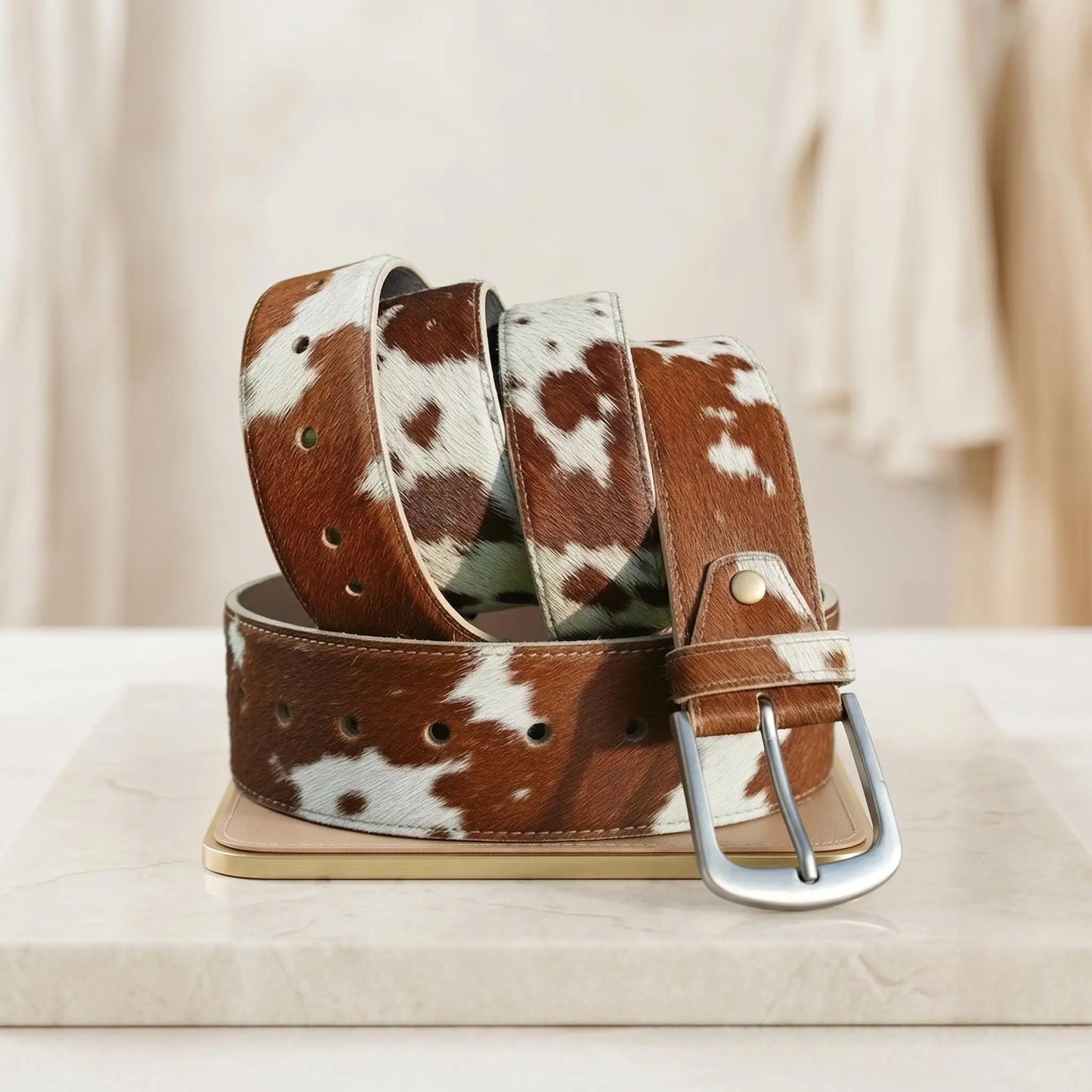 Handmade Hair-On Cowhide Leather Belt | Authentic Western Full-Grain Style