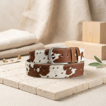 Handmade Hair-On Cowhide Leather Belt | Authentic Western Full-Grain Style