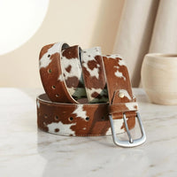 Handmade Hair-On Cowhide Leather Belt | Authentic Western Full-Grain Style