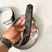 Men’s Black Leather Belt – Classic Cowhide Dress & Casual Belt