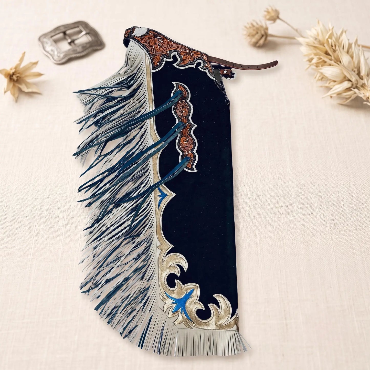 Hand-Tooled Leather Rodeo Chaps | Western Show & Bull Riding Gear