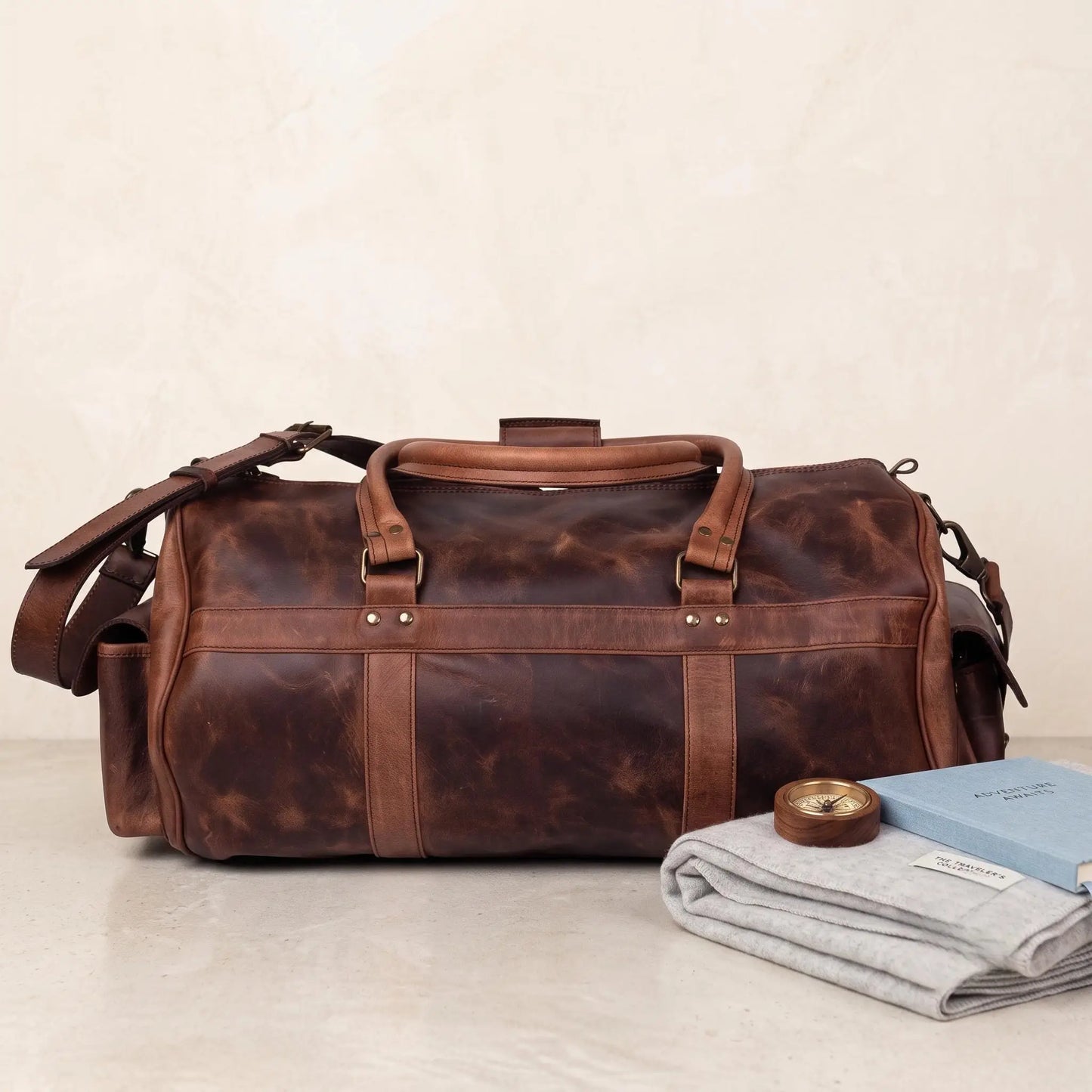 Full-Grain Leather Duffle Bag | Waterproof Water Buffalo Travel Bag