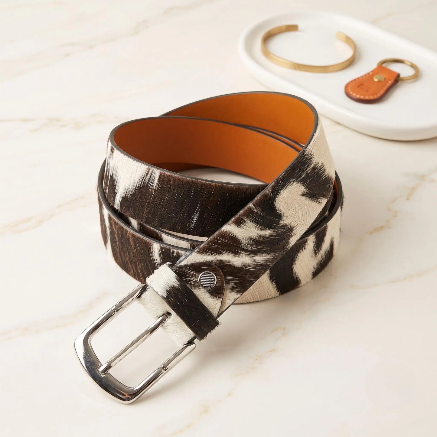 Genuine Cowhide Hair-on-Hide Western Leather Belt