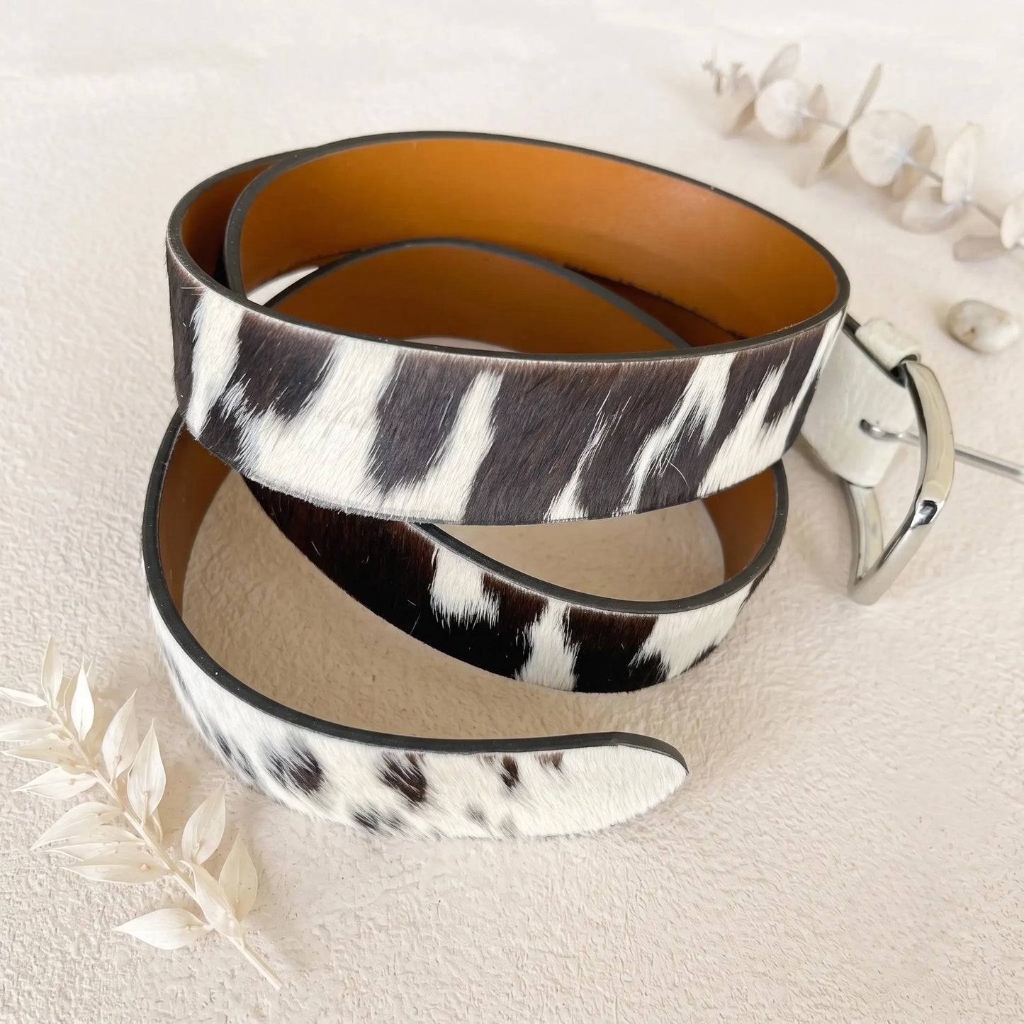 Genuine Cowhide Hair-on-Hide Western Leather Belt