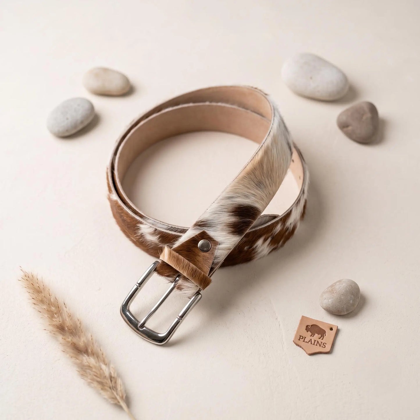 Genuine Cowhide Leather Belt – Authentic Hair-on Hide Western Belt
