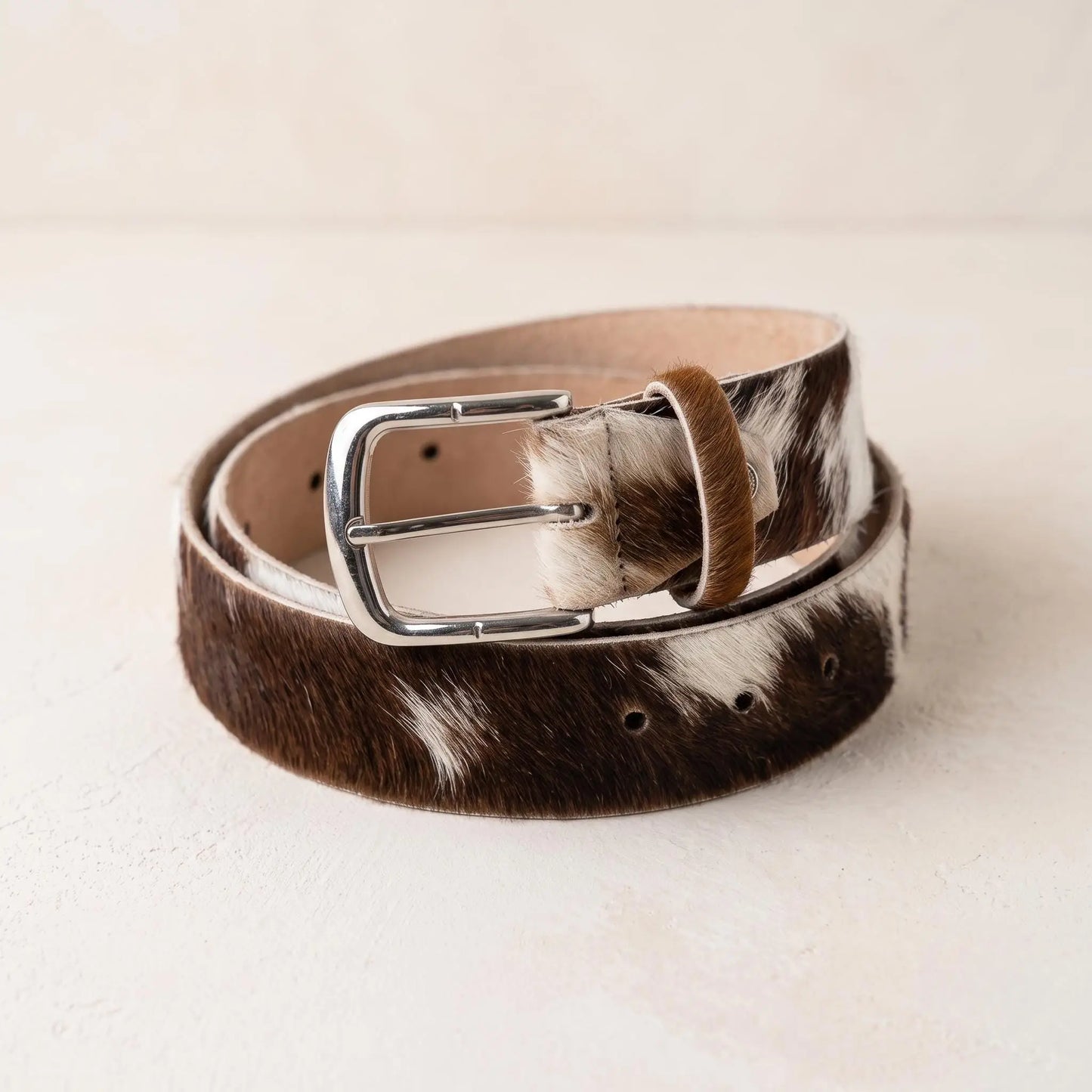 Genuine Cowhide Leather Belt – Authentic Hair-on Hide Western Belt
