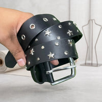 Star Studded Black Leather Belt – Y2K Grunge & Punk Fashion Accessory