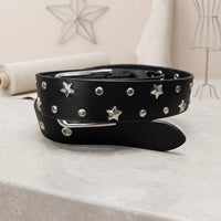 Star Studded Black Leather Belt – Y2K Grunge & Punk Fashion Accessory
