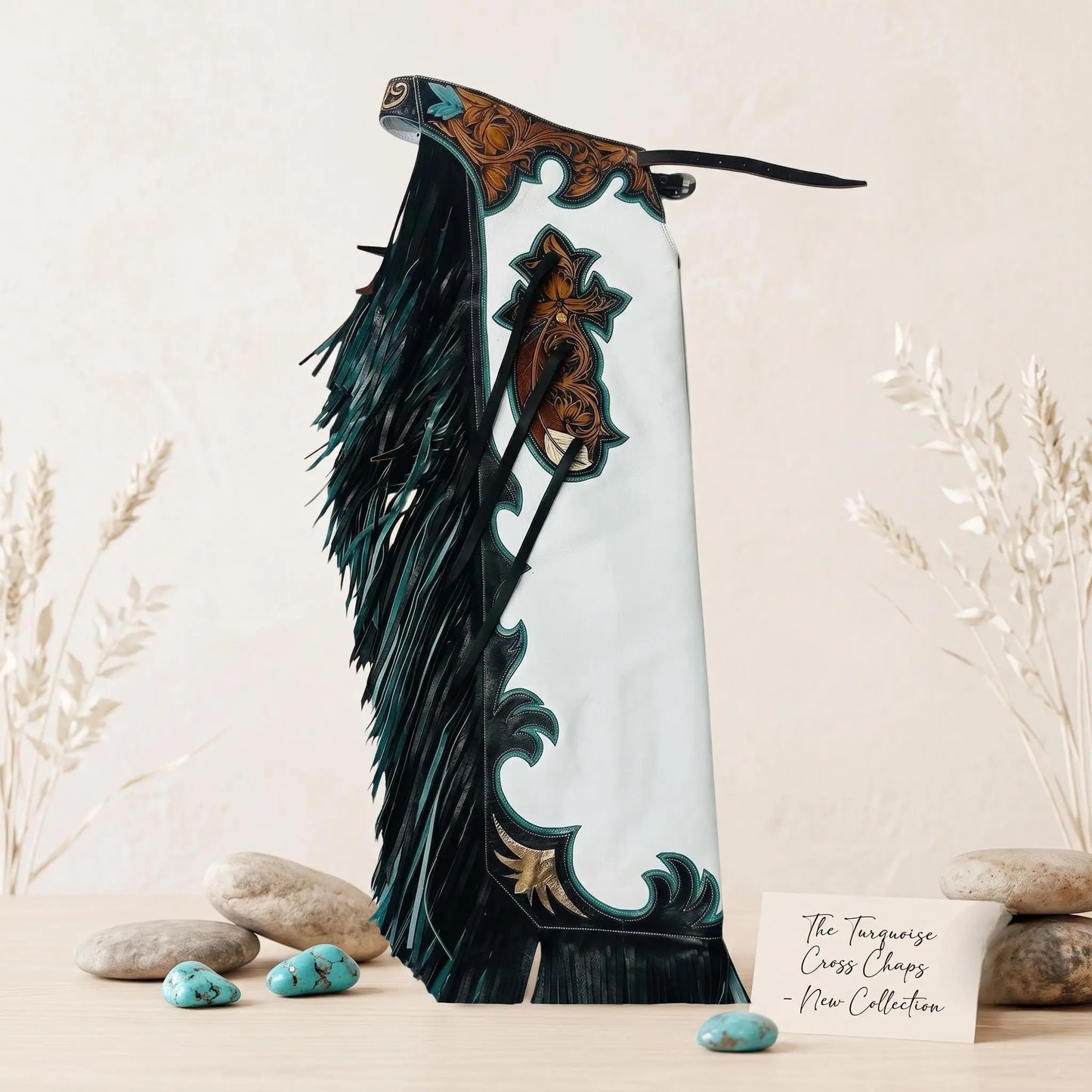 Hand-Tooled Leather Rodeo Chaps | Western Show Bull Riding Gear