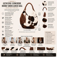 Natural Brown & White Hair-On Cowhide Leather Hobo Bag