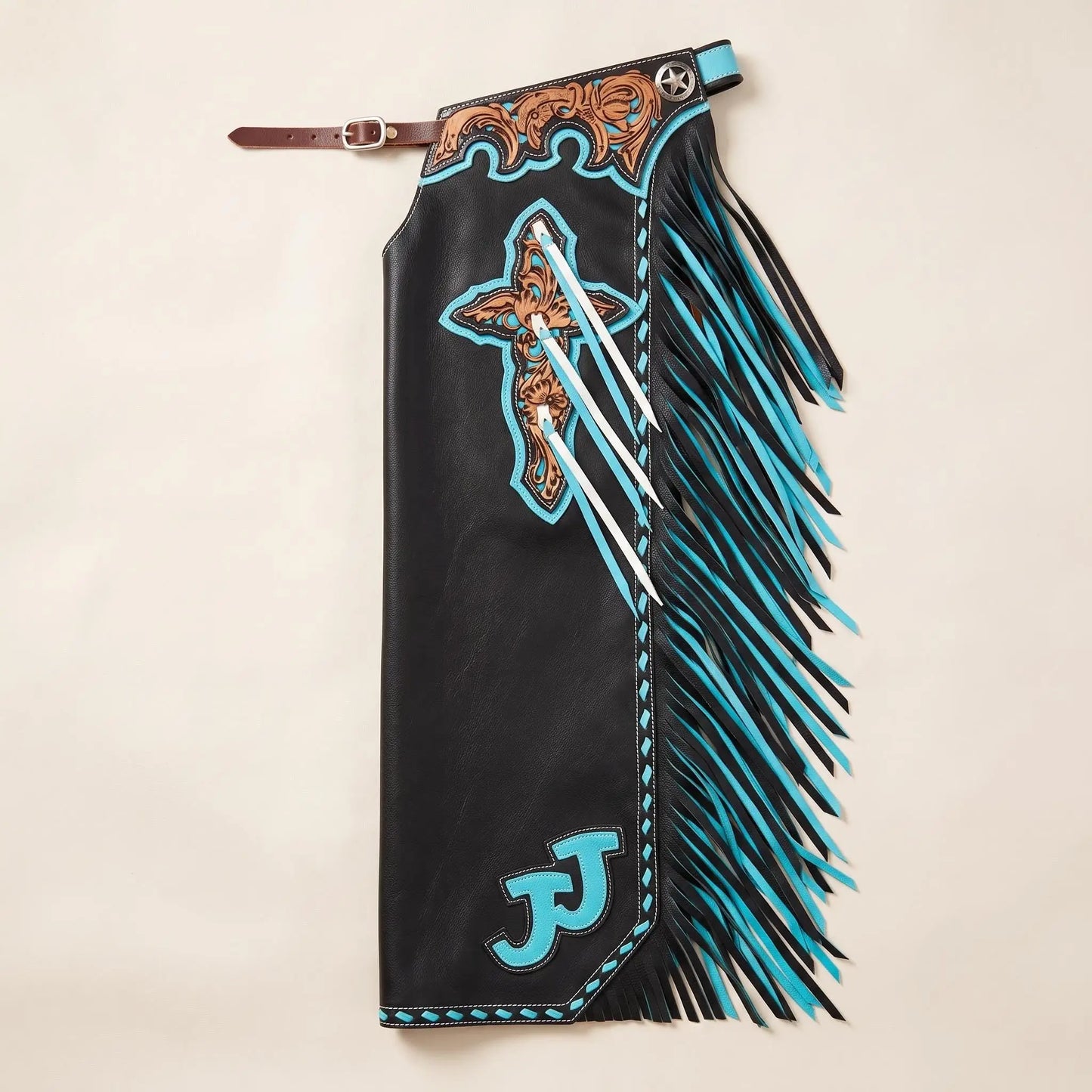 Hand-Tooled Leather Rodeo Chaps | Custom Western Show & Bull Riding Gear