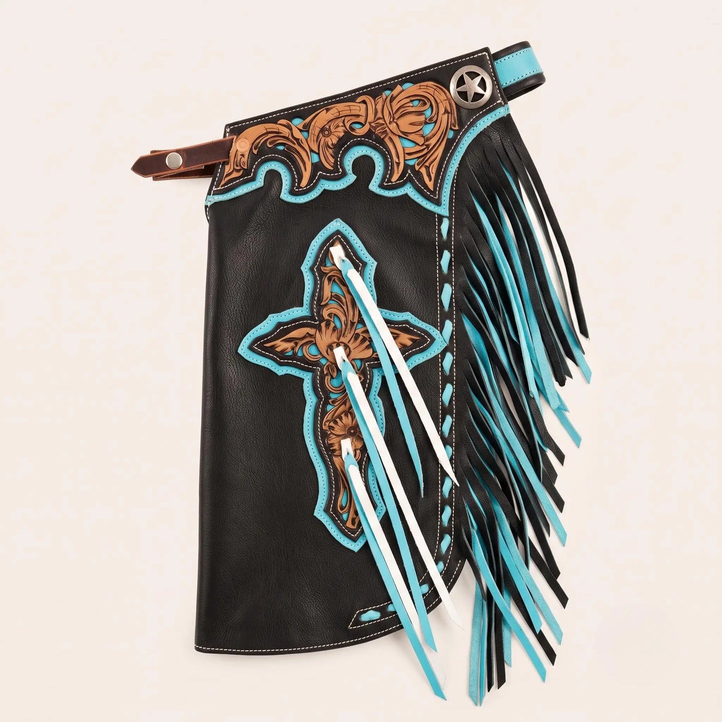 Hand-Tooled Leather Rodeo Chaps | Custom Western Show & Bull Riding Gear