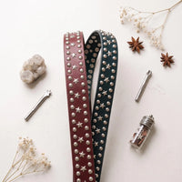 Handcrafted Studded Leather Belt | Silver Star Rivets & Punk Rock Style