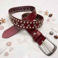 Handcrafted Studded Leather Belt | Silver Star Rivets & Punk Rock Style