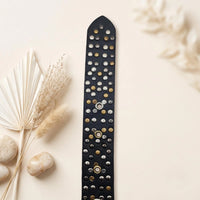 Rock Your Look: Black Studded Leather Belt for Edgy Street Style