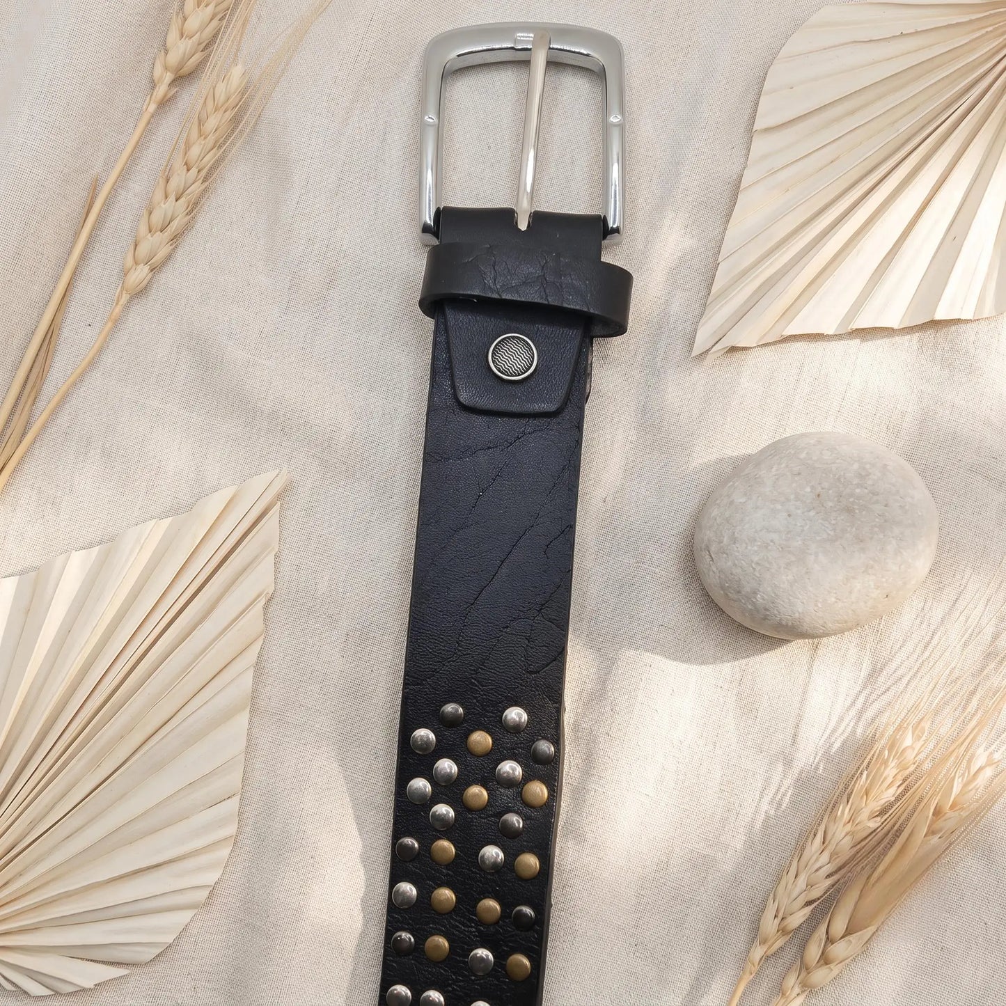 Rock Your Look: Black Studded Leather Belt for Edgy Street Style
