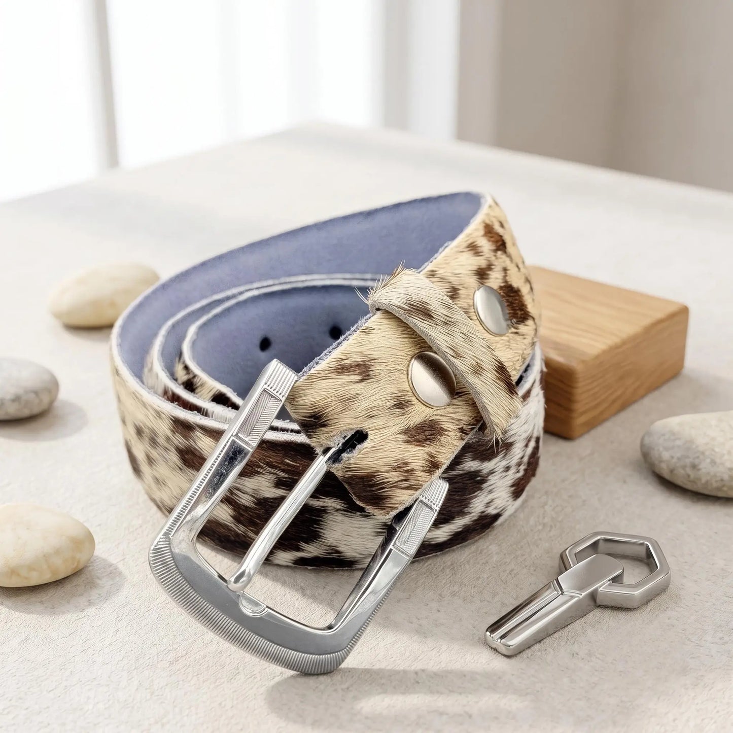Genuine Cowhide Hair-on Leather Western Belt | Artisan Crafted Cowboy Style