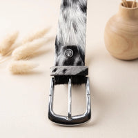 Genuine Hair-on-Hide Western Cowhide Leather Belt
