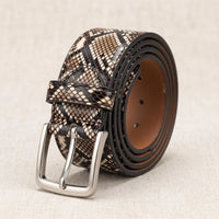 Python Embossed Leather Belt – Handmade Snakeskin Belt for Men & Women