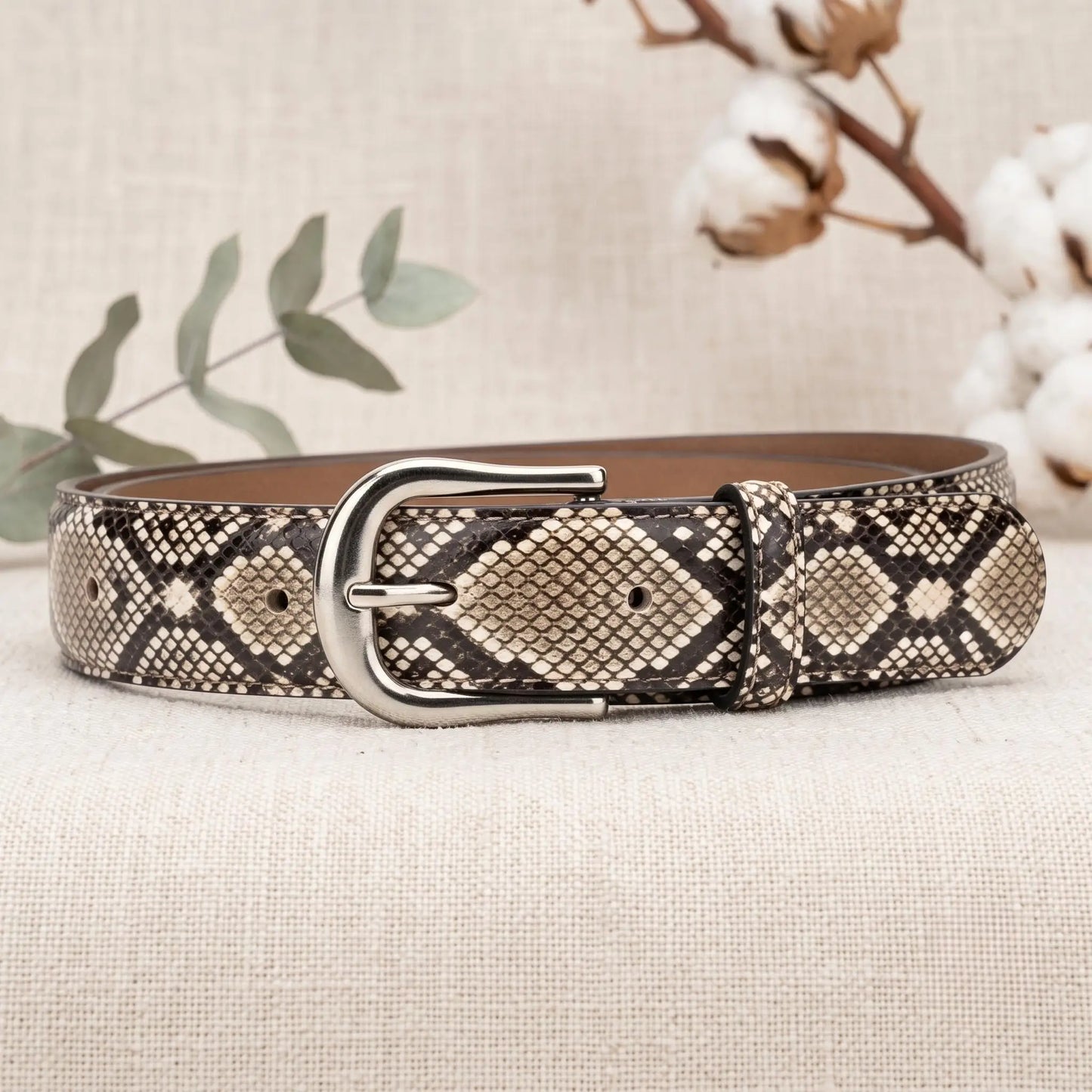 Python Embossed Leather Belt – Handmade Snakeskin Belt for Men & Women