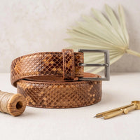 Handmade Luxury Python-Embossed Leather Belt | Genuine Exotic-Style Statement Belt for Men & Women