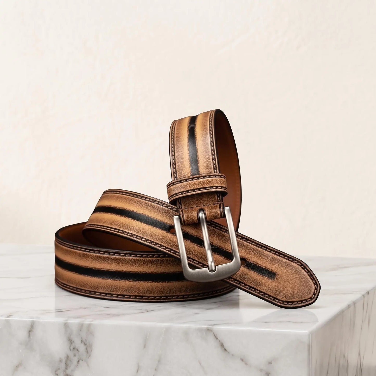 Men’s Vintage Distressed Leather Belt | Handcrafted Rustic Full-Grain Work Belt