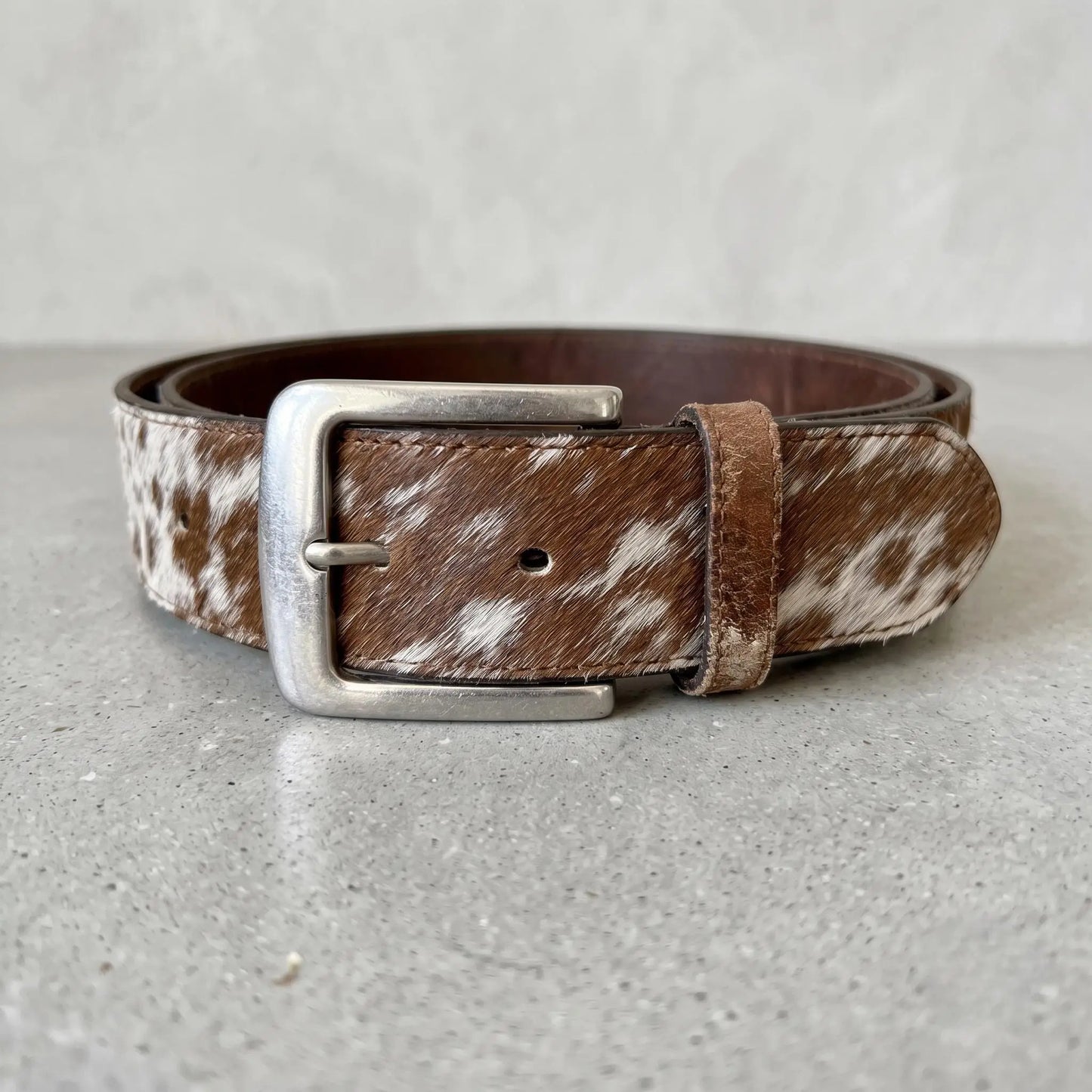 Authentic Cowhide Leather Western Belt | Handmade Hair-on-Hide Ranch Style