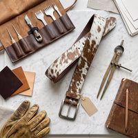 Authentic Cowhide Leather Western Belt | Handmade Hair-on-Hide Ranch Style