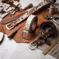Authentic Cowhide Leather Western Belt | Handmade Hair-on-Hide Ranch Style