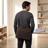 Classic Leather Briefcase – Handcrafted 14" Laptop Messenger Bag
