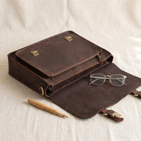Classic Leather Briefcase – Handcrafted 14" Laptop Messenger Bag