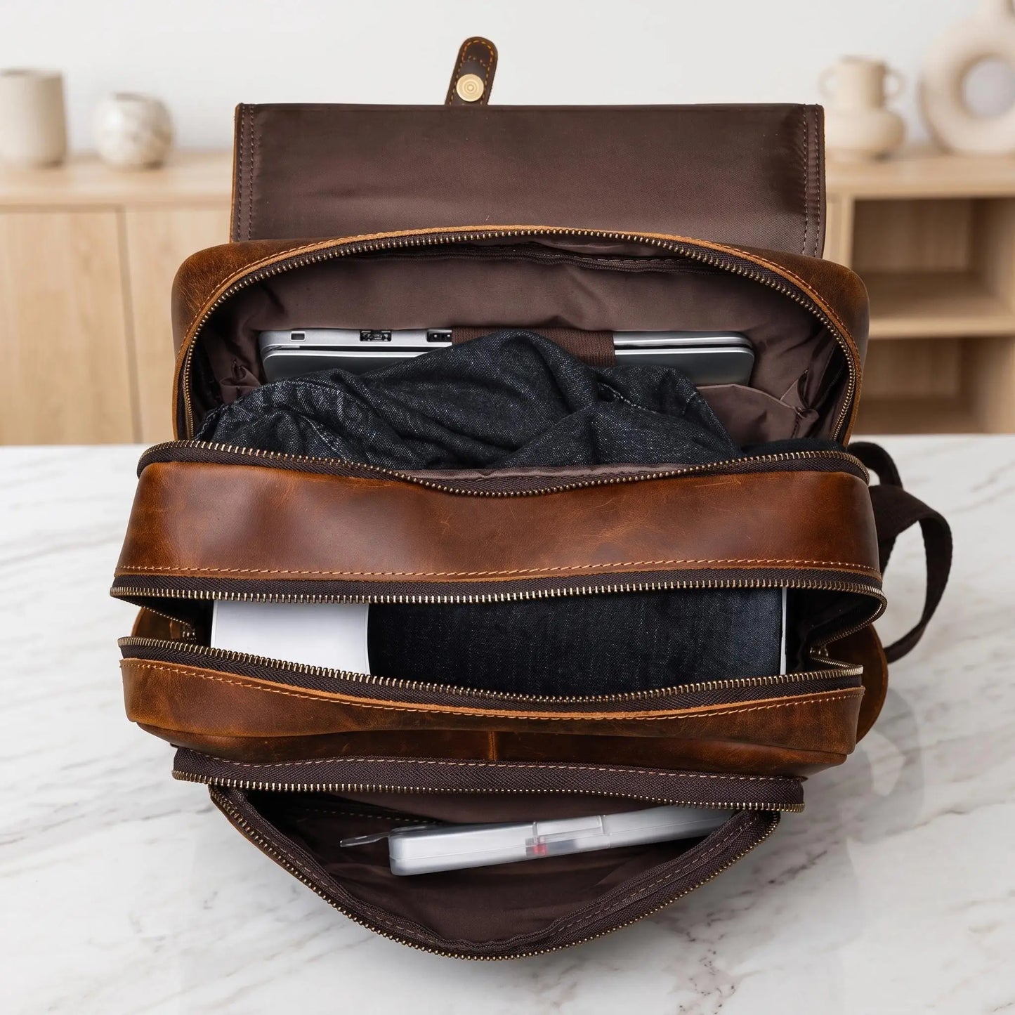 Elevate Your Journey: Handmade Full-Grain Leather Travel Backpack